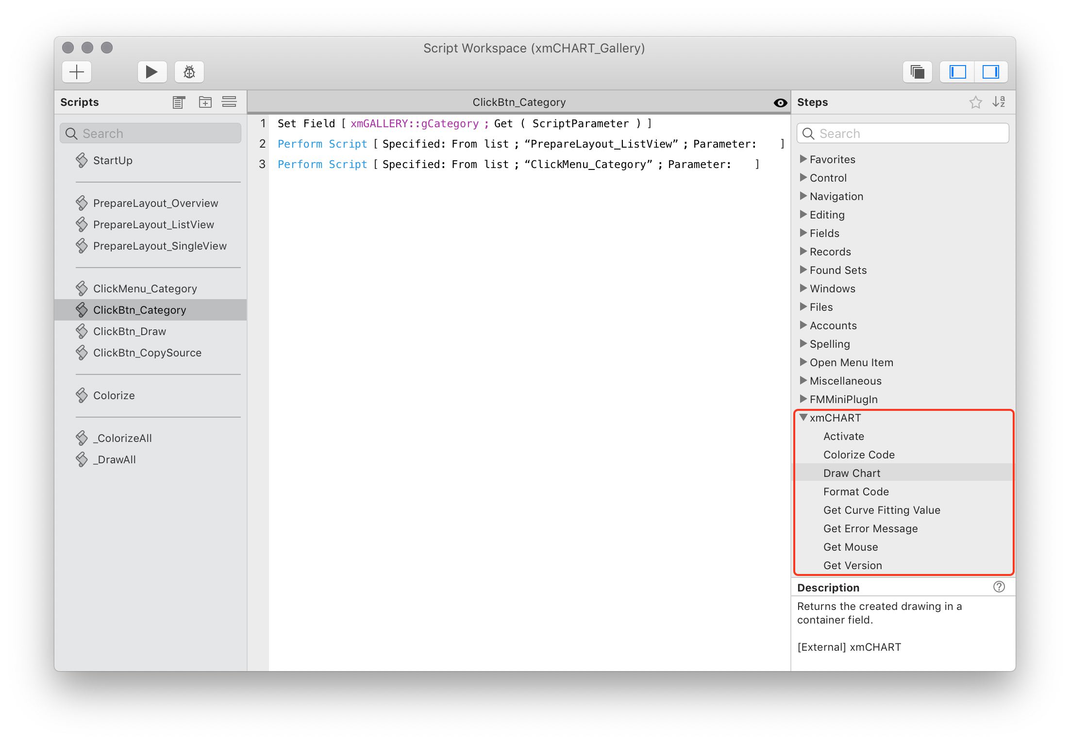 FileMaker Script Workspace Script Steps
